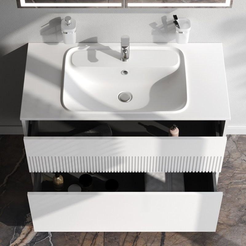 Тумба с раковиной AM.PM Func 100 белая матовая, с двумя ящиками