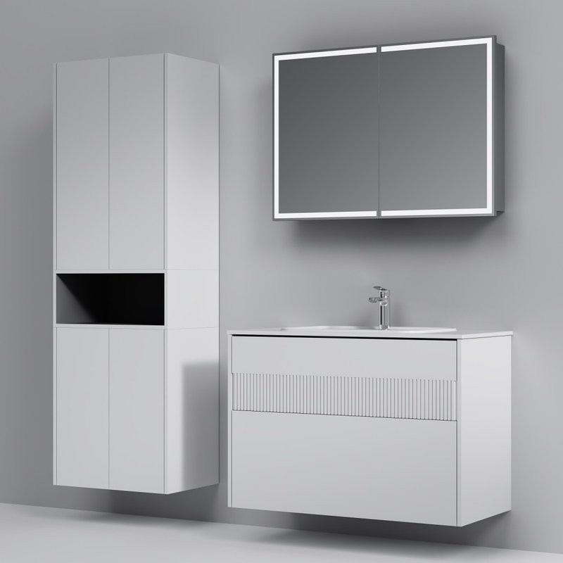 Тумба с раковиной AM.PM Func 100 белая матовая, с двумя ящиками