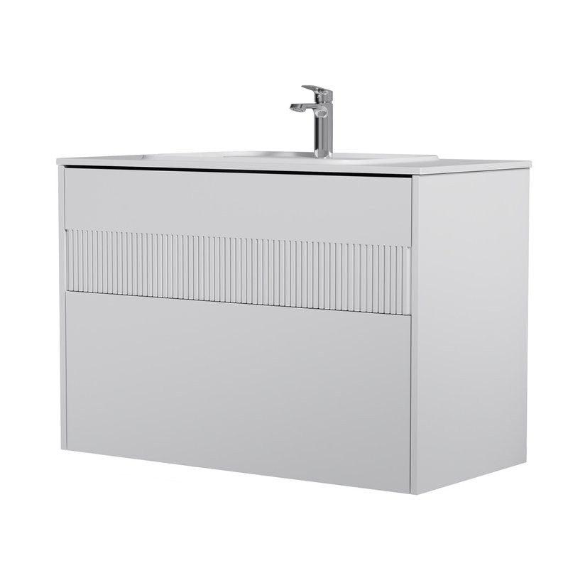 Тумба с раковиной AM.PM Func 100 белая матовая, с двумя ящиками