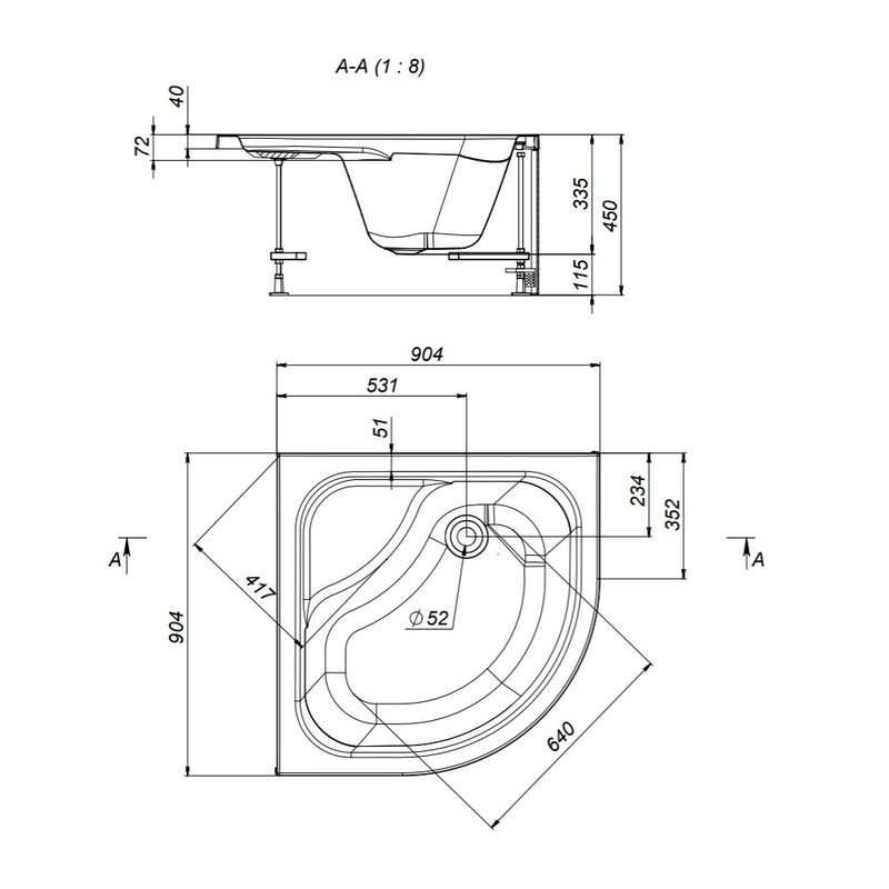 Поддон для душа AM.PM Gem Deep W90T-401A090W 90x90