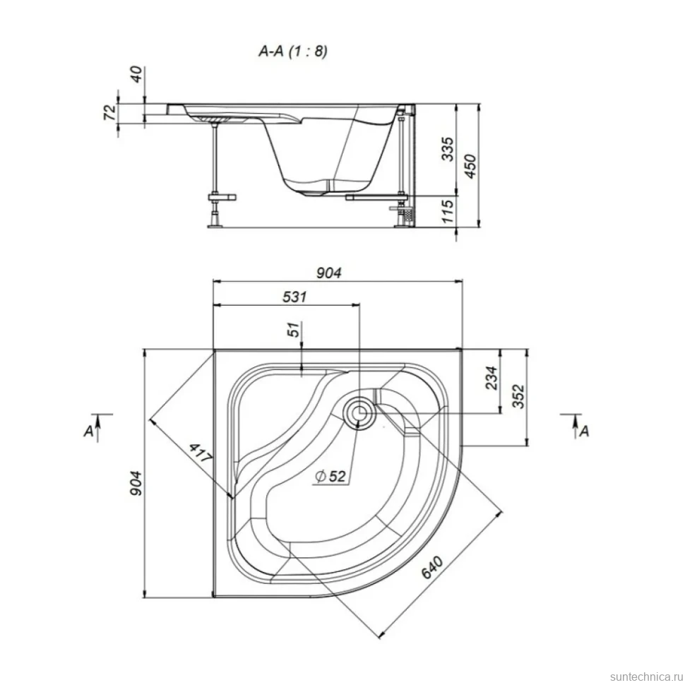 Поддон для душа AM.PM Gem Deep W90T-401A090W 90x90