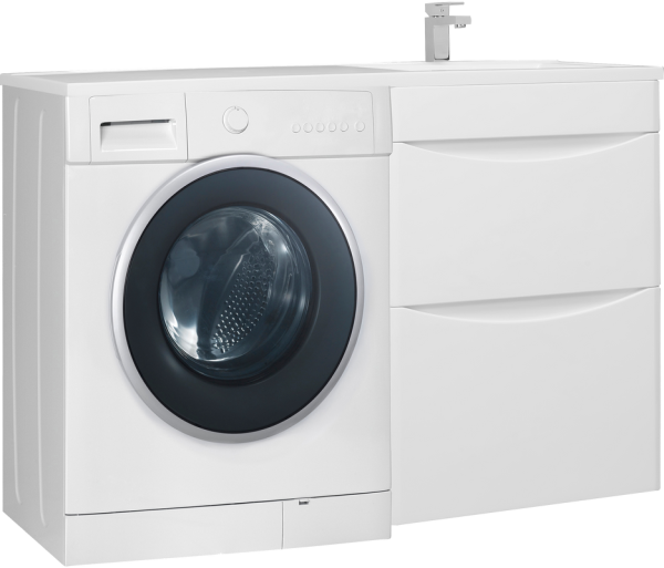 Тумба с раковиной Bellezza Олиссия 120 белая, под стиральную машину, 2 ящика R