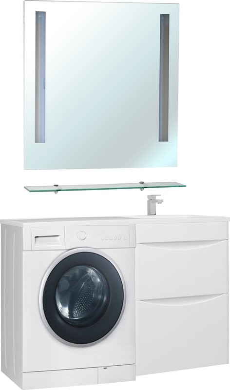 Тумба с раковиной Bellezza Олиссия 120 белая, под стиральную машину, 2 ящика R
