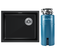 Комплект Мойка Paulmark Lumi LU55SK-BLM черный металлик + Измельчитель Intenso