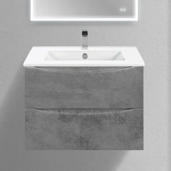 Тумба с раковиной Vincea Mia Slim 70, 2 ящика, бетон