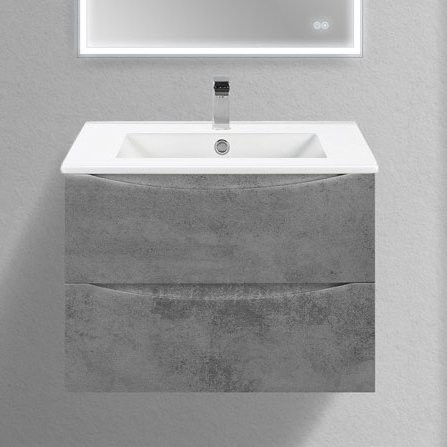 Тумба с раковиной Vincea Mia Slim 70, 2 ящика, бетон