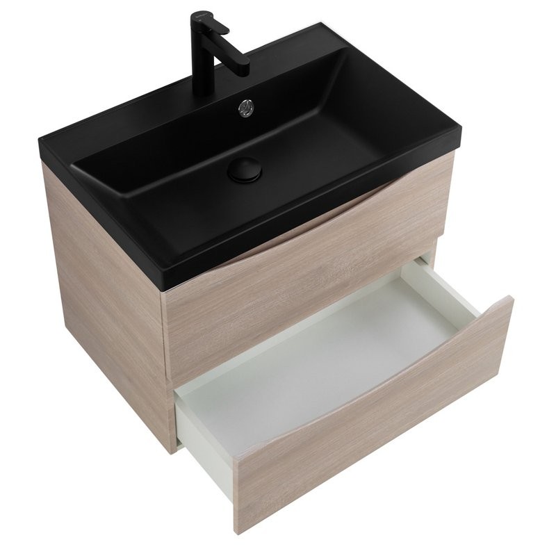 Мебель для ванной комнаты BelBagno Marino 70 подвесная, rovere grigio, черная раовина