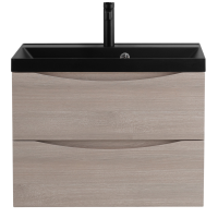 Мебель для ванной комнаты BelBagno Marino 70 подвесная, rovere grigio, черная раовина