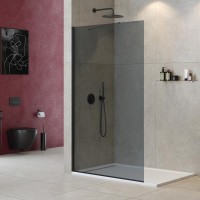 Душевая перегородка Cezares Liberta L-1-TB-120-GR-NERO профиль черный, стекло серое