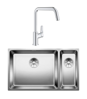 Комплект Мойка Blanco Andano U с допчашей/двумя чашами + Смеситель Grohe Eurosmart