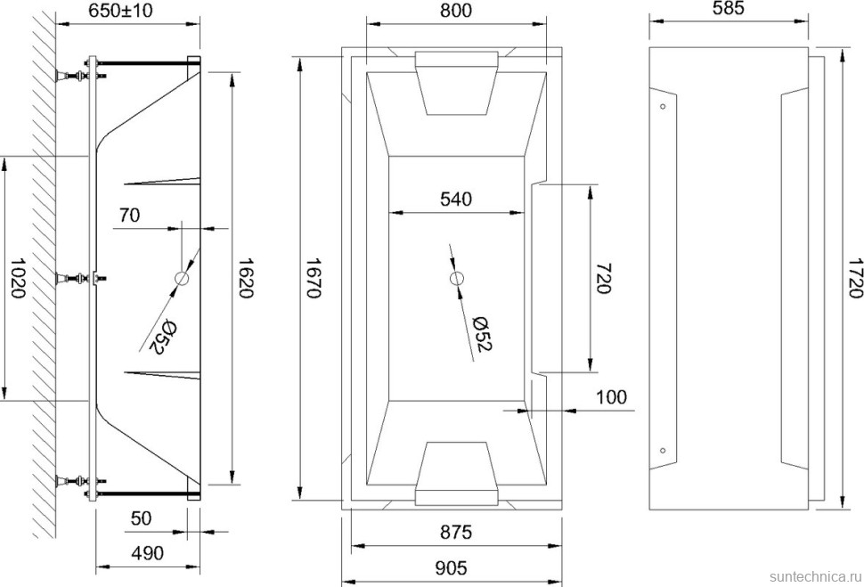 Акриловая ванна Royal Bath Triumph RB 665101 170x90 см, пристенная, белая, с каркасом, с экранами