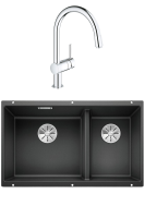 Комплект Мойка Blanco Subline 430/270-U антрацит + Смеситель Grohe Minta 3291800E хром