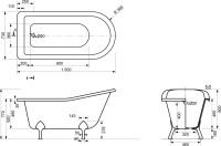 Ванна из искусственного камня Эстет Царская 150x75 см, правая, отдельностоящая, овальная, на ножках