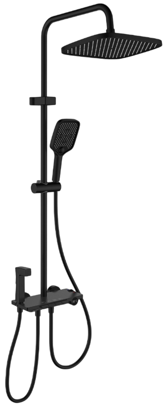 Душевая стойка Berges Pulsar 075012 с гигиеническим душем, матовая черная