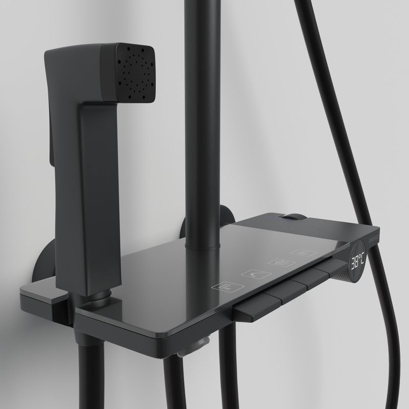 Душевая стойка Berges Pulsar 075012 с гигиеническим душем, матовая черная