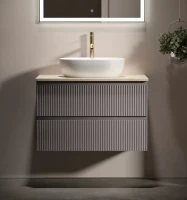 Тумба с раковиной Sancos Snob R 80 см, doha soft, столешница бежевая, раковина CN6019