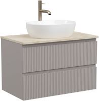 Тумба с раковиной Sancos Snob R 80 см, doha soft, столешница бежевая, раковина CN6019