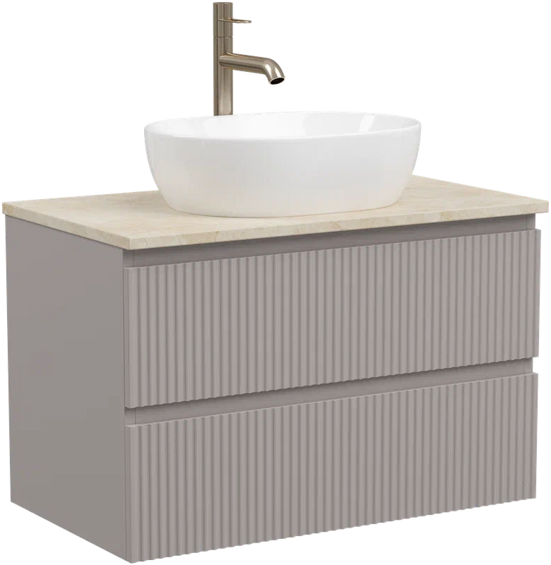 Тумба с раковиной Sancos Snob R 80 см, doha soft, столешница бежевая, раковина CN6019