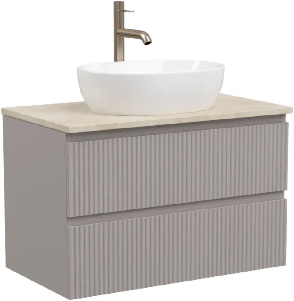 Тумба с раковиной Sancos Snob R 80 см, doha soft, столешница бежевая, раковина CN6019