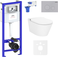 Комплект Lavinia Boho Унитаз подвесной Smart V-Clean 3359102R с микролифтом + Инсталляция RelFix 38010010 + Кнопка RelFix 380502MC + Дозатор RelFix 38040010