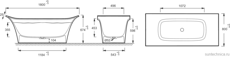 Ванна из искусственного камня Jacob Delafon Grands Boulevards E6D156-0 180x80 см, отдельностоящая, белая, на ножках