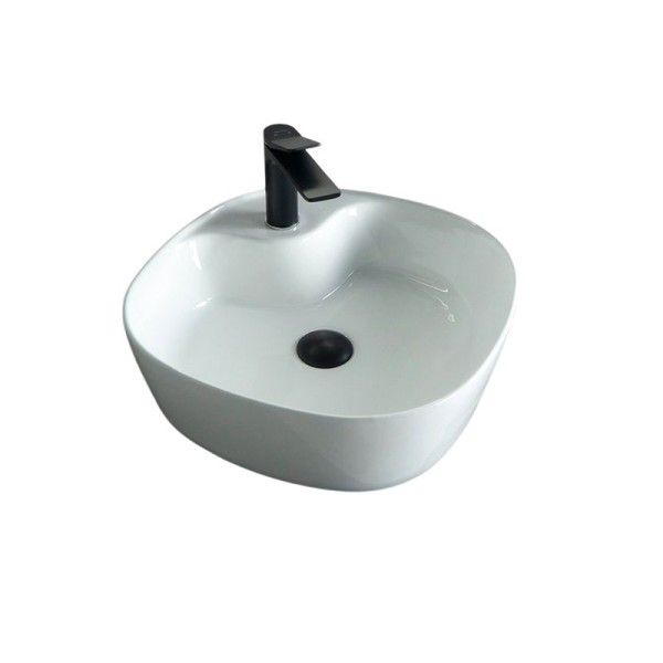 Накладная раковина GID Geometrico N9442 44 глянцевая белая, квадратная, фаянс, с 1 отверстием под смеситель