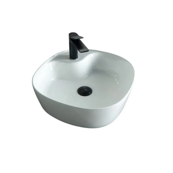 Накладная раковина GID Geometrico N9442 44 глянцевая белая, квадратная, фаянс, с 1 отверстием под смеситель