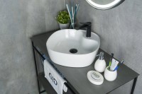 Накладная раковина GID Geometrico N9442 44 глянцевая белая, квадратная, фаянс, с 1 отверстием под смеситель