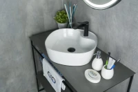 Накладная раковина GID Geometrico N9442 44 глянцевая белая, квадратная, фаянс, с 1 отверстием под смеситель