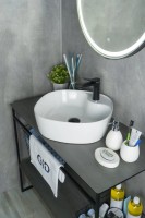 Накладная раковина GID Geometrico N9442 44 глянцевая белая, квадратная, фаянс, с 1 отверстием под смеситель