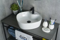 Накладная раковина GID Geometrico N9442 44 глянцевая белая, квадратная, фаянс, с 1 отверстием под смеситель