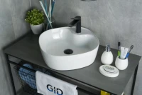 Накладная раковина GID Geometrico N9442 44 глянцевая белая, квадратная, фаянс, с 1 отверстием под смеситель