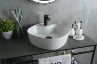Накладная раковина GID Geometrico N9442 44 глянцевая белая, квадратная, фаянс, с 1 отверстием под смеситель