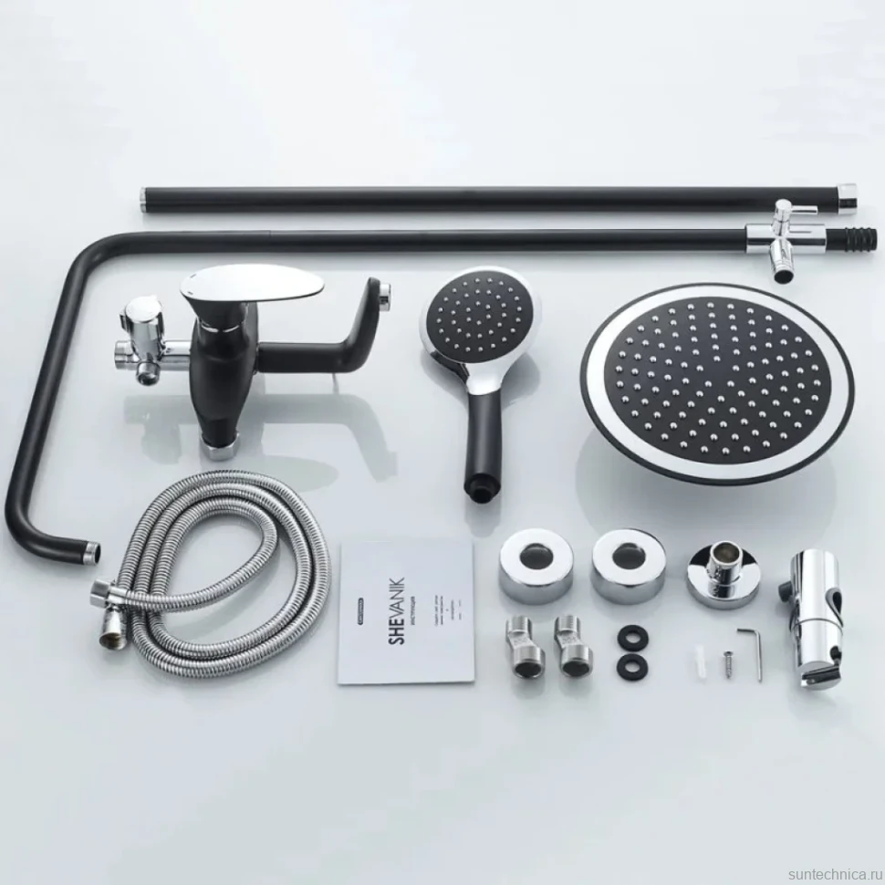 Душевая стойка Shevanik S9836H черный, хром
