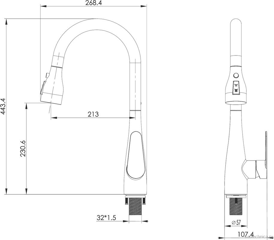 Смеситель для кухни Wonzon & Woghand WW-121E201B-MW матовый белый