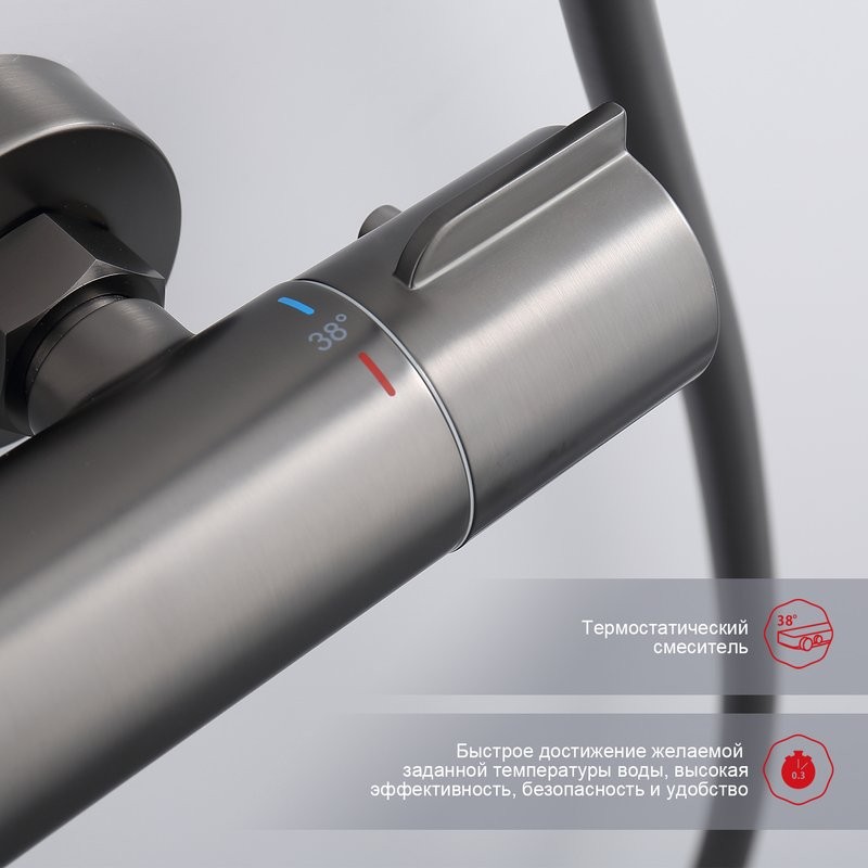 Душевая стойка Raglo R20.26.09 с термостатом, графит