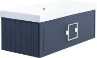 Тумба с раковиной La Fenice Cubo 100 подвесная, blu grigio, ручка белая, раковина Cubo 100