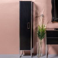 Шкаф пенал для ванной Armadi Art Monaco L, черный, хром