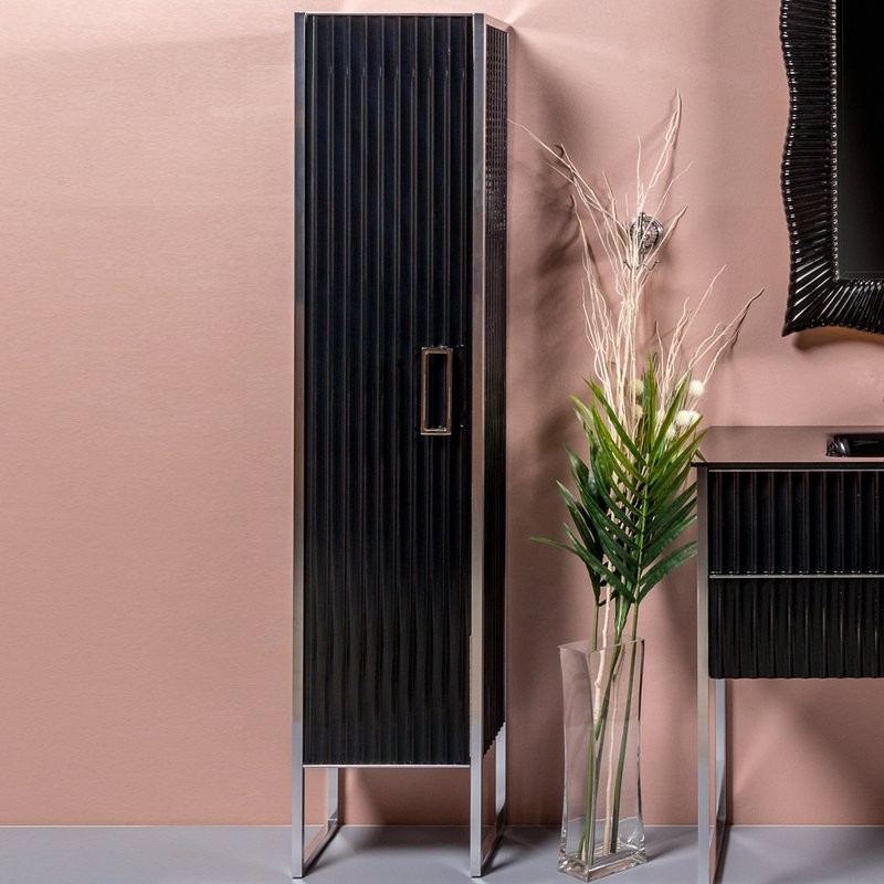 Шкаф пенал для ванной Armadi Art Monaco L, черный, хром