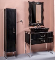 Шкаф пенал для ванной Armadi Art Monaco L, черный, хром