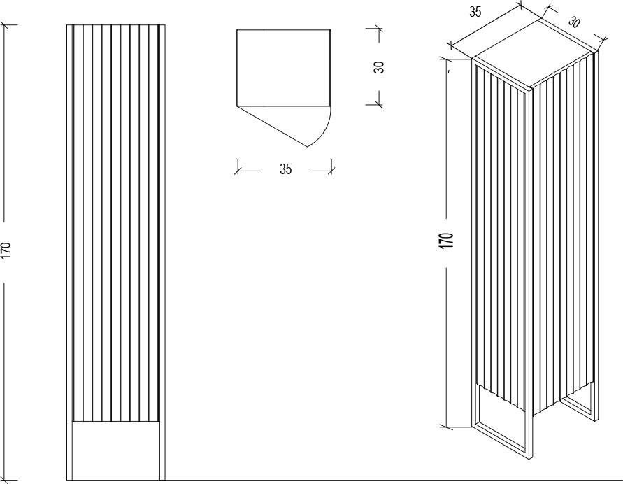 Шкаф пенал для ванной Armadi Art Monaco L, черный, хром