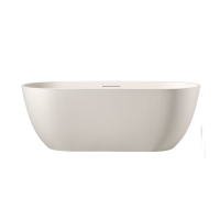 Ванна из искусственного камня Abber Frankfurt AM9941MBE 170x75 см, отдельностоящая, светло-бежевая, овальная, со сливом-переливом, с донным клапаном