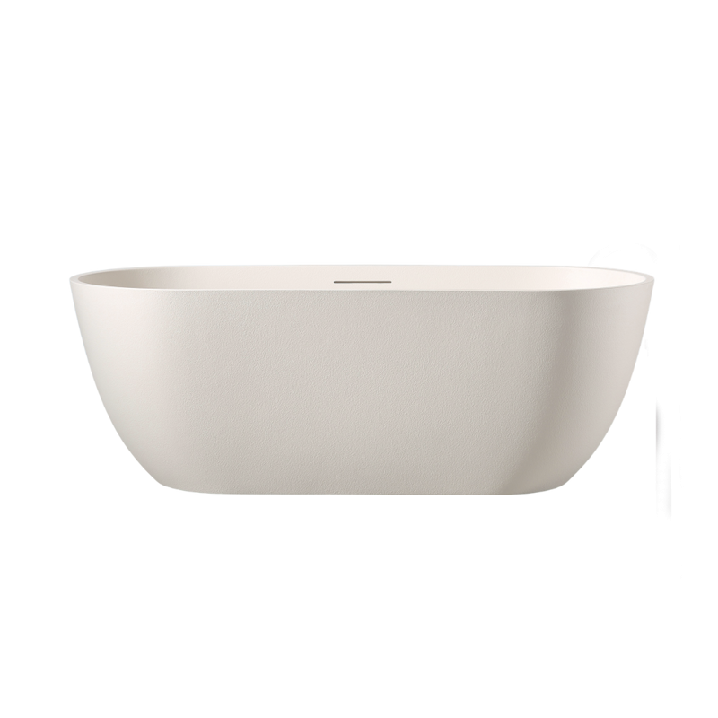 Ванна из искусственного камня Abber Frankfurt AM9941MBE 170x75 см, отдельностоящая, светло-бежевая, овальная, со сливом-переливом, с донным клапаном