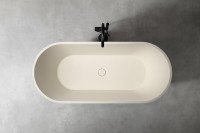 Ванна из искусственного камня Abber Frankfurt AM9941MBE 170x75 см, отдельностоящая, светло-бежевая, овальная, со сливом-переливом, с донным клапаном