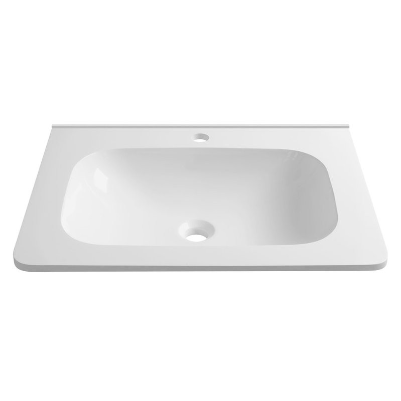 Мебельная раковина Belux Терра-Лайт 59 накладная, глянцевая белая, прямоугольная, искусственный мрамор