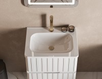 Мебельная раковина Belux Терра-Лайт 59 накладная, глянцевая белая, прямоугольная, искусственный мрамор