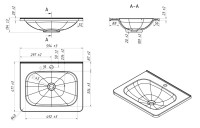 Мебельная раковина Belux Терра-Лайт 59 накладная, глянцевая белая, прямоугольная, искусственный мрамор
