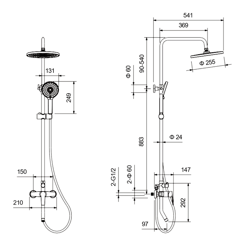 Душевая стойка AQUATEK Лугано AQ2740CR хром