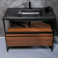 Тумба с раковиной Armadi Art Loft 100 dark wood, напольная