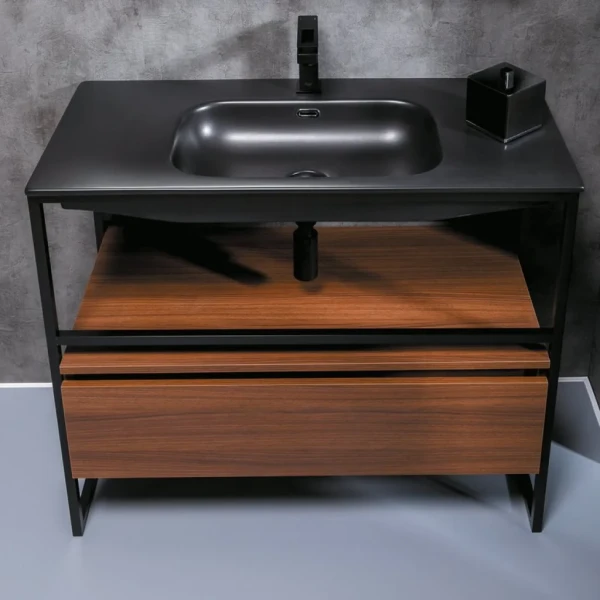 Тумба с раковиной Armadi Art Loft 100 dark wood, напольная